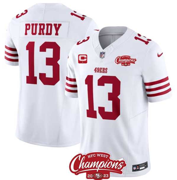 Men & Women & Youth San Francisco 49ers #13 Brock Purdy White 2023 F.U.S.E. With 1-star C Ptach And NFC West Champions Patch Jersey